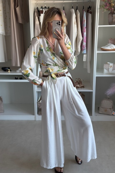 Spodnie elegant flow białe 6