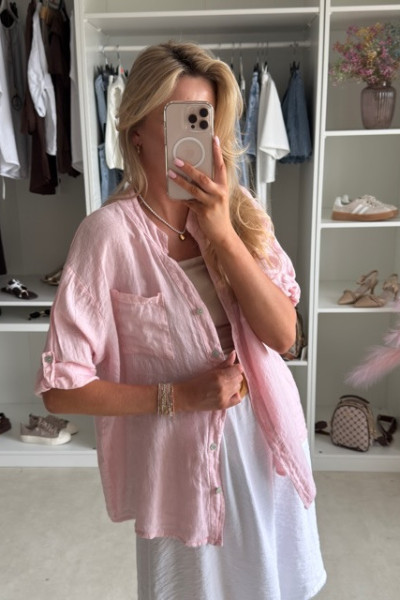 Lniana koszula oversize haft