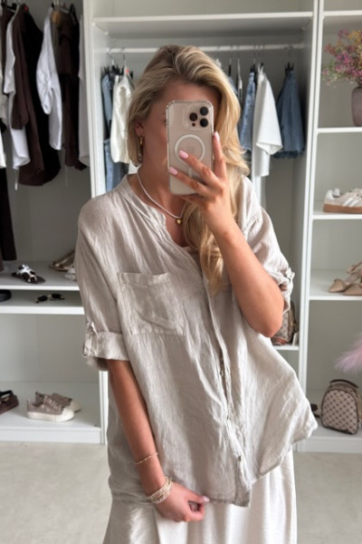 Lniana koszula oversize haft