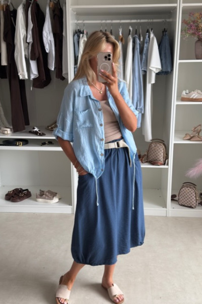 Lniana koszula oversize niebieska 3