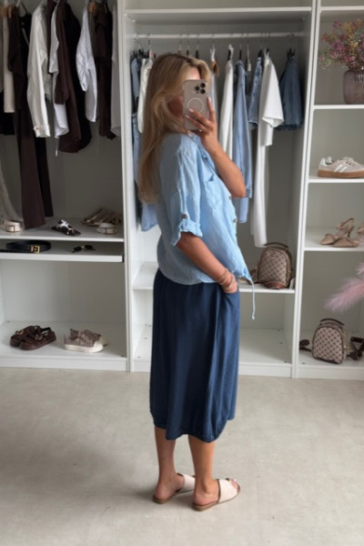 Lniana koszula oversize niebieska 6