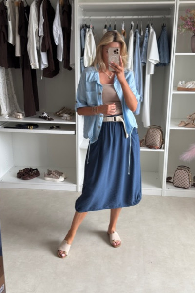 Lniana koszula oversize niebieska 8