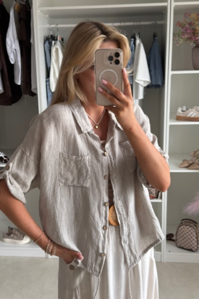 Lniana koszula oversize Bez 5
