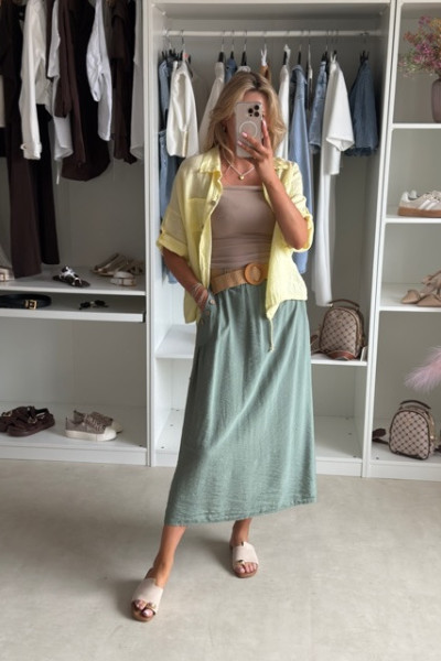 Lniana koszula oversize żółta 2
