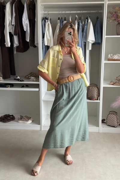 Lniana koszula oversize żółta 7