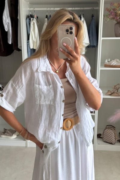 Lniana koszula oversize BIEL