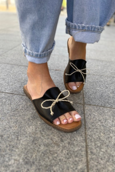 Klapki z kokardką SHIMMER black 2