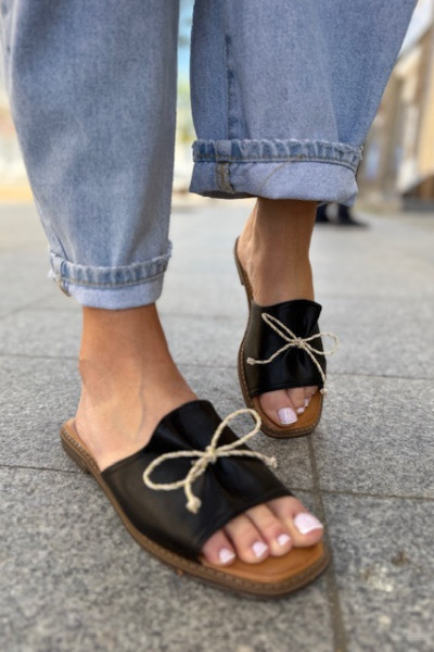 Klapki z kokardką SHIMMER black 3