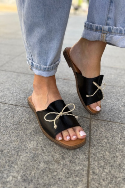 Klapki z kokardką SHIMMER black 6