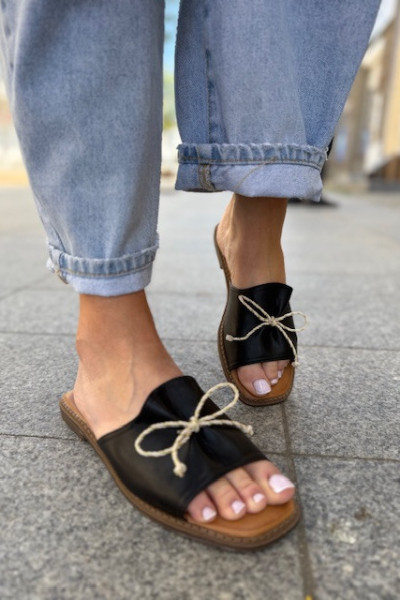 Klapki z kokardką SHIMMER black 5