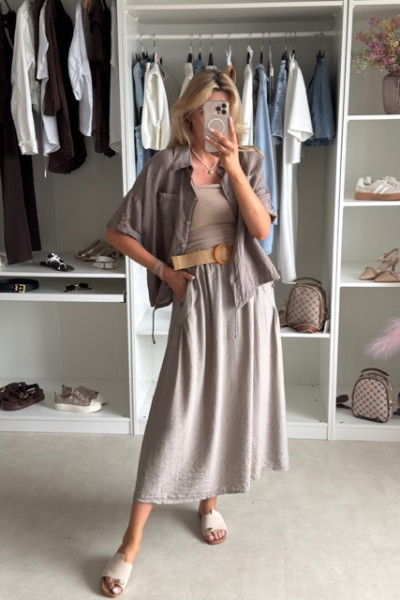Spódnica MIDI styl boho fango 5