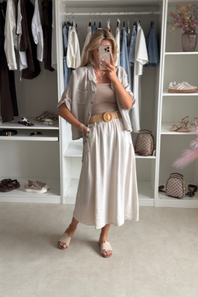 Spódnica MIDI styl boho beż 2