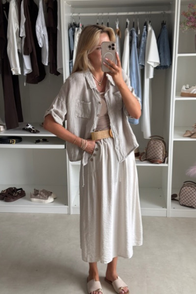Spódnica MIDI styl boho beż 4