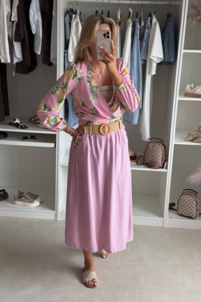 Spódnica MIDI styl boho różowa 3