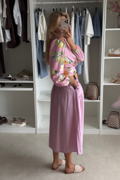 Spódnica MIDI styl boho różowa 2