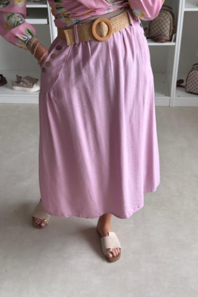 Spódnica MIDI styl boho różowa 1