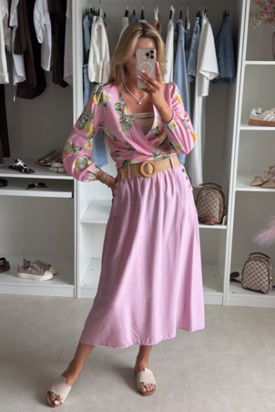 Spódnica MIDI styl boho różowa 8