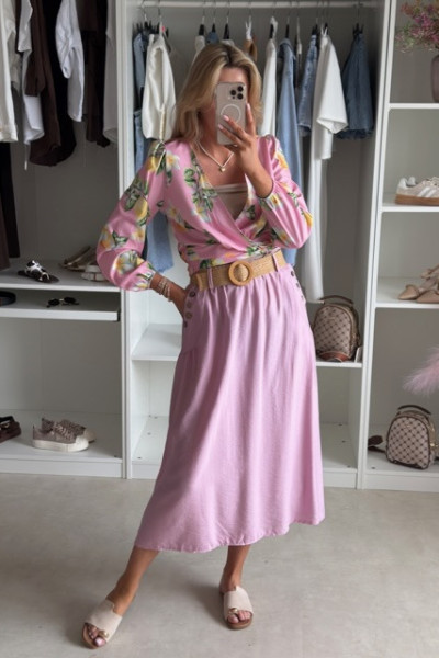Spódnica MIDI styl boho różowa 6
