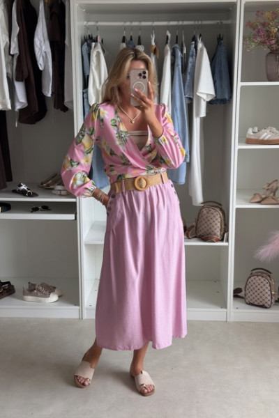 Spódnica MIDI styl boho różowa 7