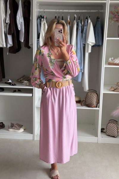 Spódnica MIDI styl boho różowa 5