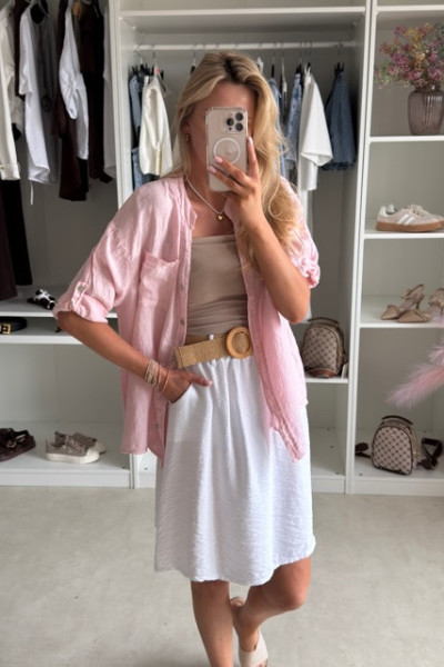 Spódnica mini z paskiem BOHO Ecru 5