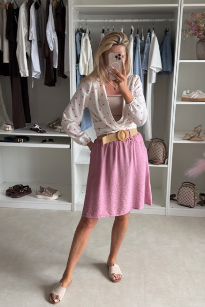 Spódnica mini z paskiem BOHO Ecru 1