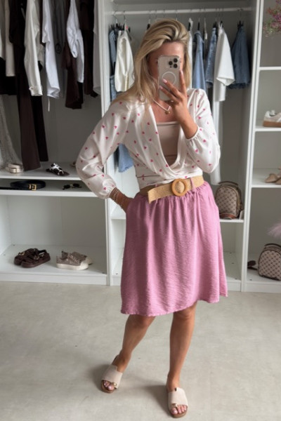 Spódnica mini z paskiem BOHO Ecru 3