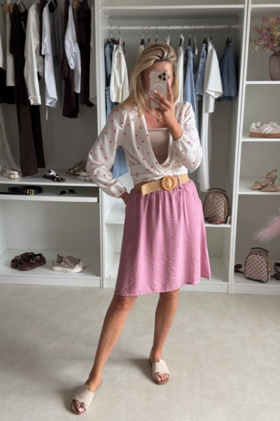 Spódnica mini z paskiem BOHO Ecru 4