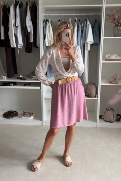 Spódnica mini z paskiem BOHO Ecru 5