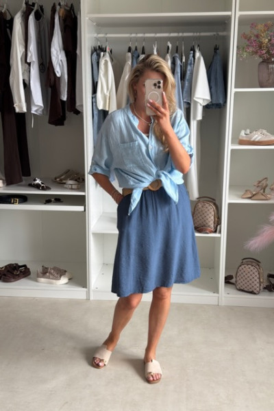 Spódnica mini z paskiem BOHO Ecru 2