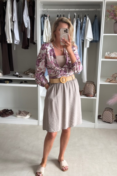 Spódnica mini z paskiem BOHO Ecru