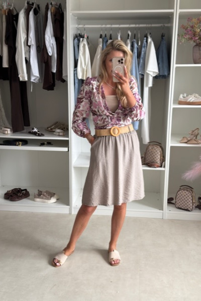 Spódnica mini z paskiem BOHO Ecru 3