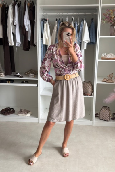 Spódnica mini z paskiem BOHO Ecru 7