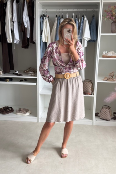 Spódnica mini z paskiem BOHO Ecru 6