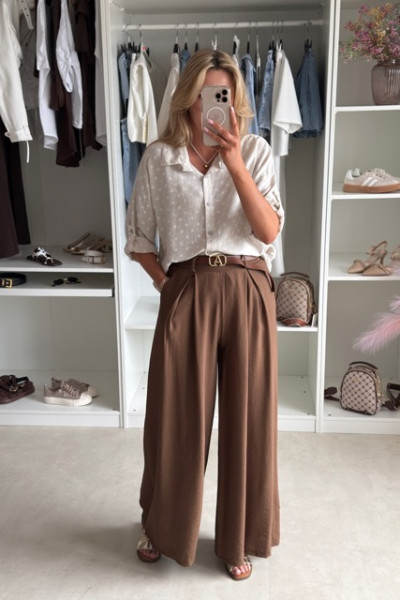 Spodnie elegant flow brąz 5