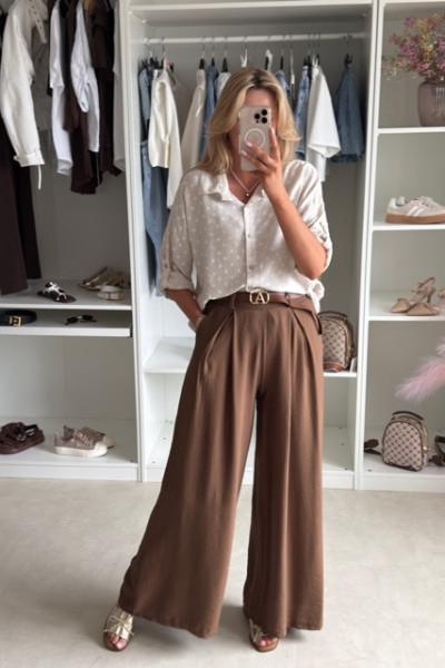Spodnie elegant flow brąz 1