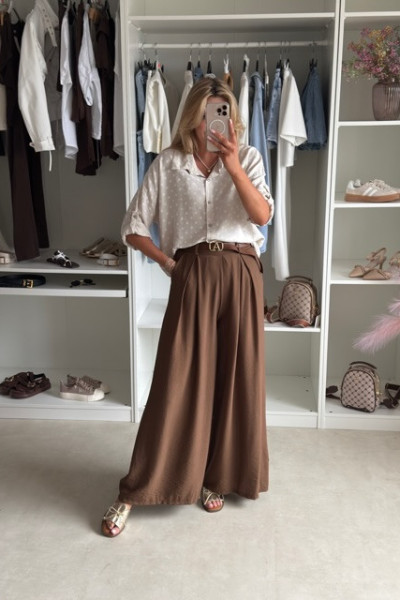 Spodnie elegant flow brąz 6