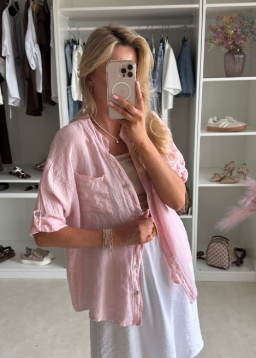 Lniana koszula oversize haft