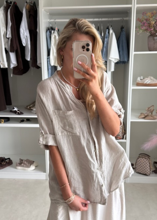 Lniana koszula oversize haft