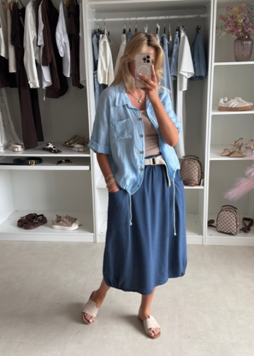 Lniana koszula oversize niebieska