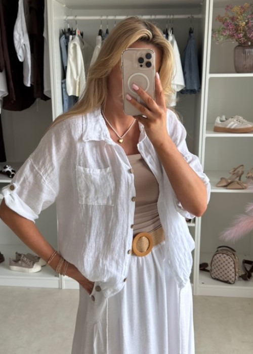 Lniana koszula oversize BIEL