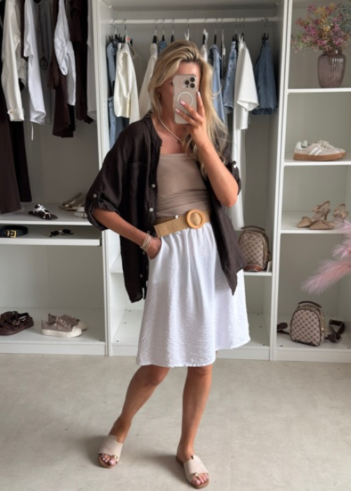 Spódnica mini z paskiem BOHO Ecru