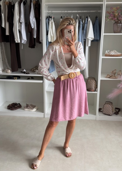 Spódnica mini z paskiem BOHO Ecru