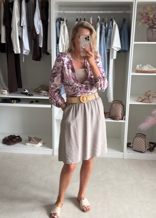 Spódnica mini z paskiem BOHO Ecru